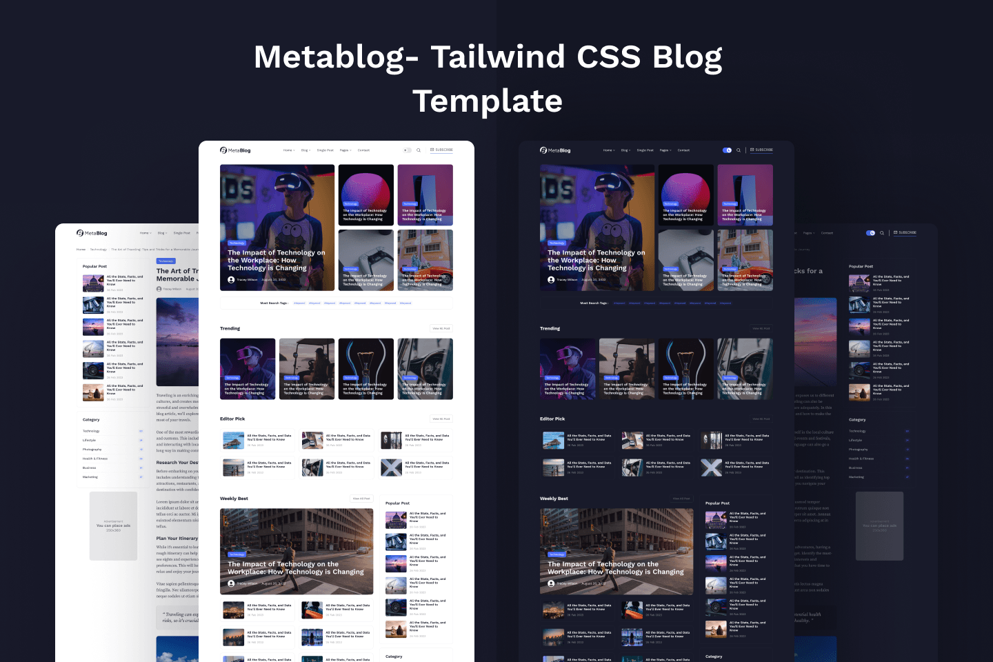 Tailwind CSS Blog Template